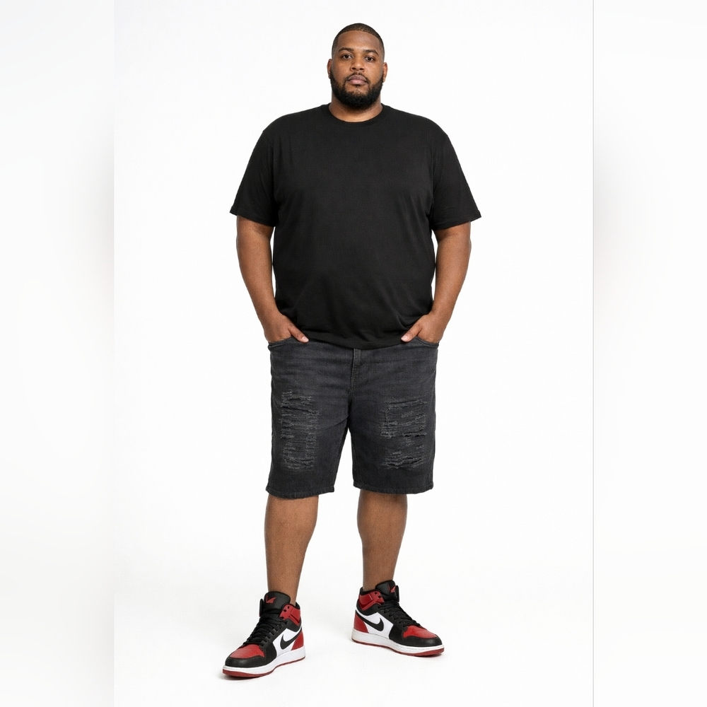 BLIND TRUST Black Destressed Denim Shorts, Big & Tall Men's Size 52 ✨️NWT✨️